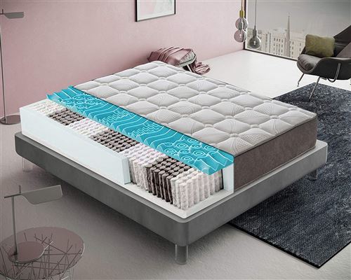 Matelas 80x200 800 ressorts ensachés - mousse à mémoire de forme 4 cm - orthopédique - 11 zones de confort