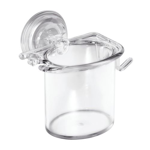 InterDesign Power Lock, Rangement à ventouse pour rasoir et brosse à dents pour douche, miroir - Transparent