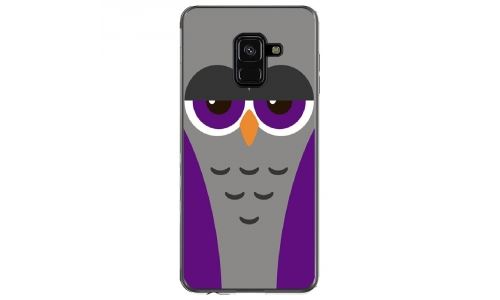Coque souple pour Samsung Galaxy A8 2018 avec impression Motifs chouette endormie mauve et grise
