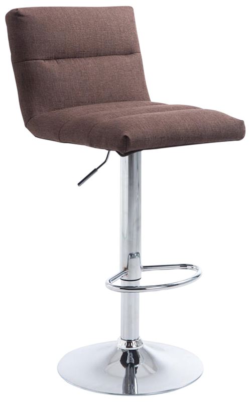 Tabouret de bar Limerick en Tissu avec Pied et repose-pieds en Métal , Marron/Chrome