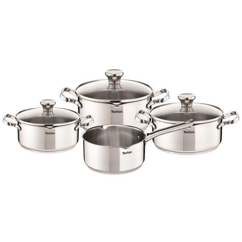 Tefal A705a835 Duetto Roestvrij Staal Kookgerei Set 7 Stuks Inductie - 3 Kookpotten + 1 Braadpan