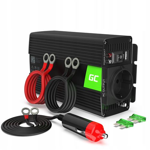 Green Cell® 300W/600W Pur Sinus Convertisseur de Tension DC 12V AC 220V/230V Power Inverter sinusoïdale, Onduleur Transformateur avec Connection USB