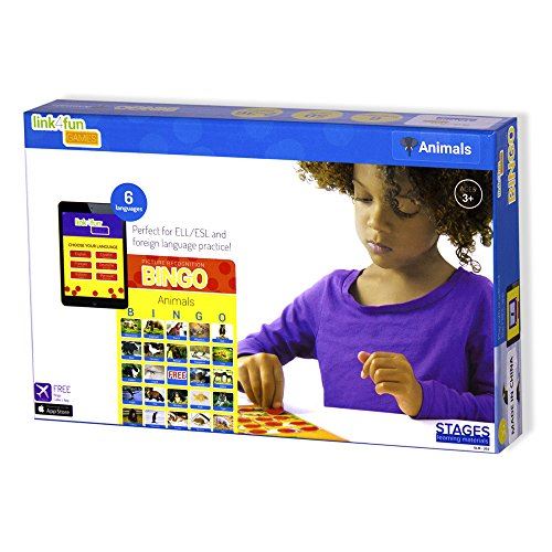 Stages Learning Materials Link4fun Real Photo Animal Bingo Game for Family, Preschool, Kindergarten, Elementary Education 36 Picture Cards and App