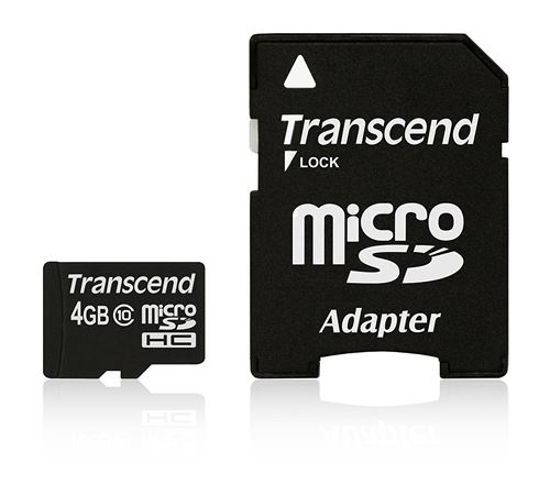 Transcend Premium - Carte mémoire flash (adaptateur microSDHC - SD inclus(e)) - 4 Go - Class 10 - 133x - micro SDHC