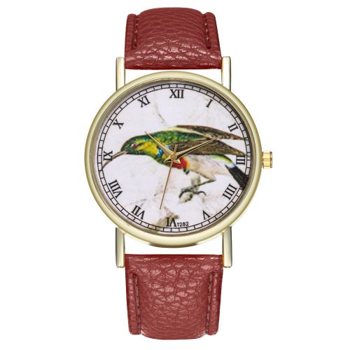 Montre à Quartz T282-A Classique Illustration Colibri Illustration Regarder des Oiseaux Fashion Lady Hommescafé