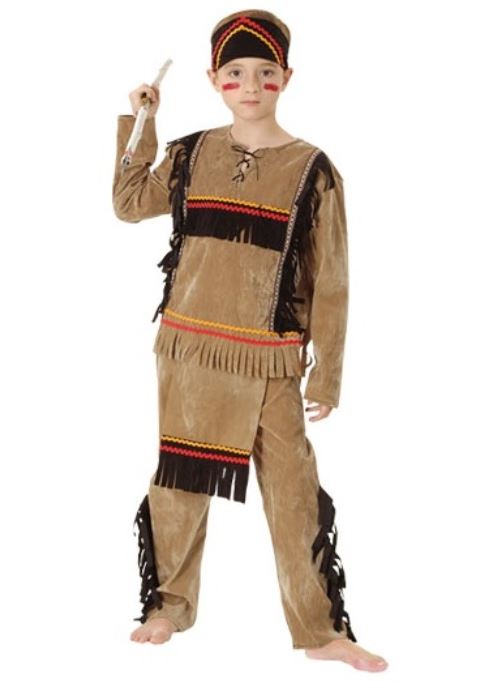 Deguisement enfant : indien 7-9 ans (lance non incluse) - costume carnaval - peau-rouge
