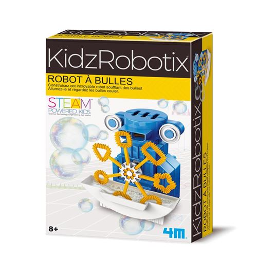 4M robot souffleur de bulles junior 10 cm bleu/jaune 26 pièces