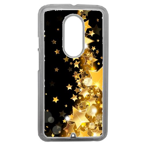 Coque Étoile D'or Sur Fond Noir Compatible Motorola Moto X2 Transparent