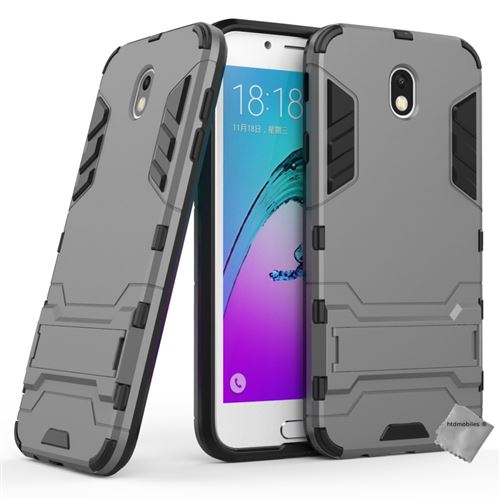 Housse etui coque rigide anti choc pour Samsung Galaxy J7 (2017) avec film ecran - GRIS