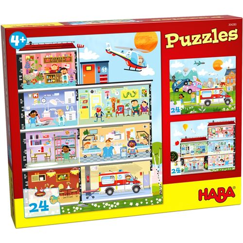 Haba puzzle enfant le petit hôpital 3 puzzles 24 pièces