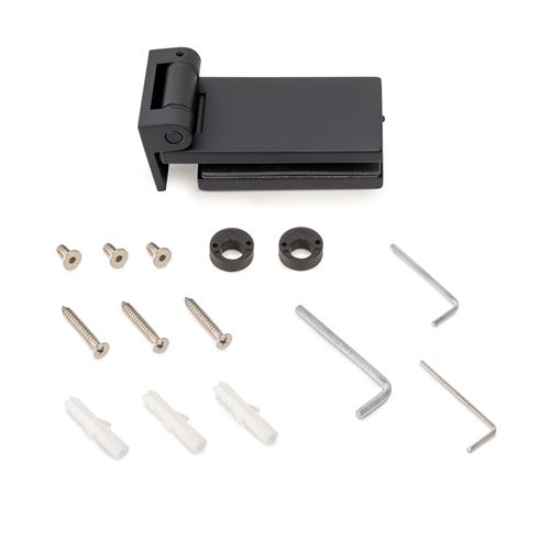 Non Communiqué Peint En Noir Emuca Charnière Pour Porte En Verre Avec Garniture, Charnière Horizontale Avec Embout De 40Mm, Pour Porte De 8-12Mm, Aluminium Et Acier, Peinte En Noir