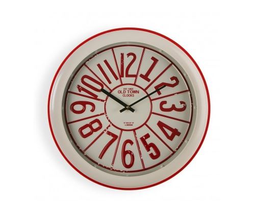 Horloge Murale Ronde Vintage en Métal Rouge