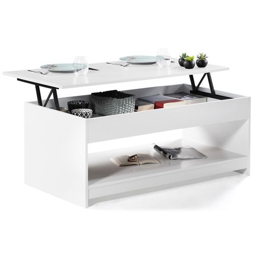 15€ sur Table basse plateau relevable Soa bois blanc Achat Table basse plateau relevable soa bois imitation hêtre