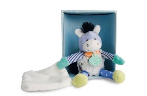 Doudou ane bleu choupidoudou avec mouchoir 18cm et coffret naissance en bois - peluche enfant - cadeau naissance doudou compagnie État correct - Doudou et Compagnie reconditionné disponible sur Fnac