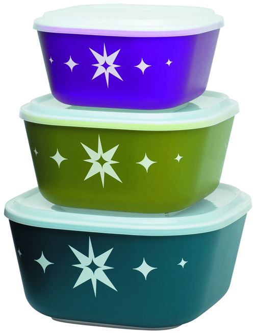 Aladdin 953006 Set de 3 Saladiers avec Couvercle Plastique Bleu/Violet/Vert 1,7 l + 2,8 l + 4,3 l