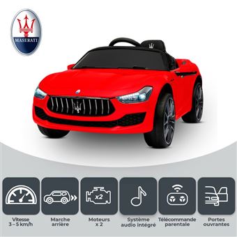 MASERATI Maserati Ghibli Voiture Electrique Enfant 2 x 25W 108 x 56 x 44 cm Marche av ar Phares Musique et Telecommande parentale Rouge Vehicule electrique pour enfant Achat prix fnac
