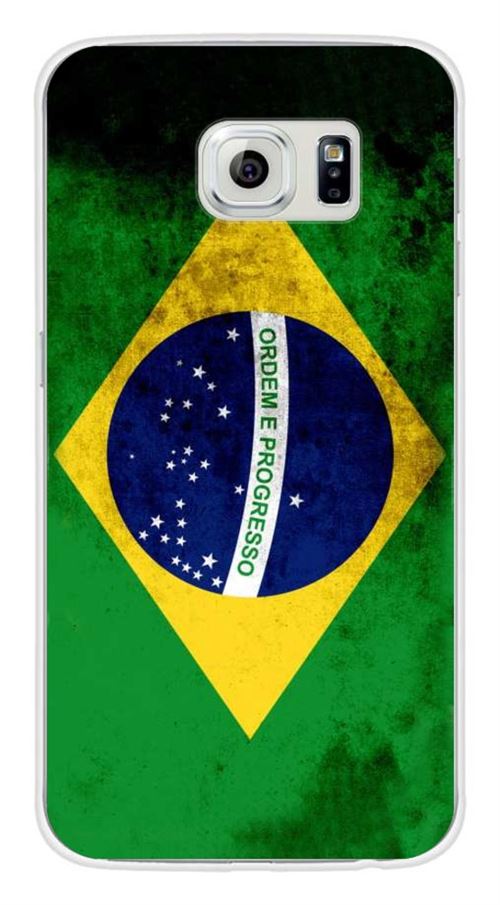 Coque en silicone imprimée compatible Samsung Galaxy S6 Drapeau Brésil