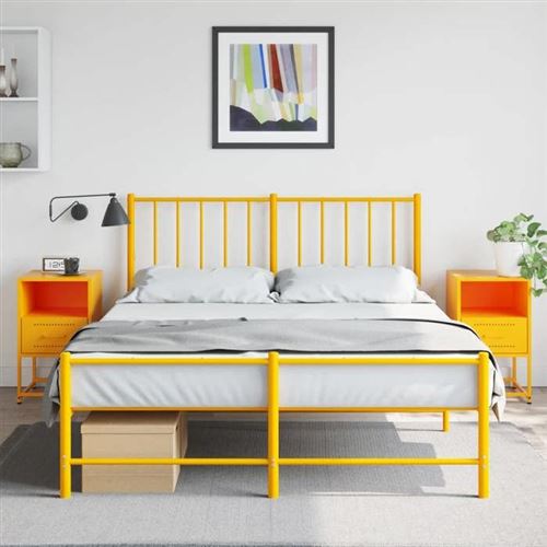 Non Communiqué Jaune Vidaxl Tables De Chevet 2 Pcs Moutarde 36X39x60,5 Cm Acier, Armoire, Armoire Latérale, Meuble De Chambre À Coucher, 846561