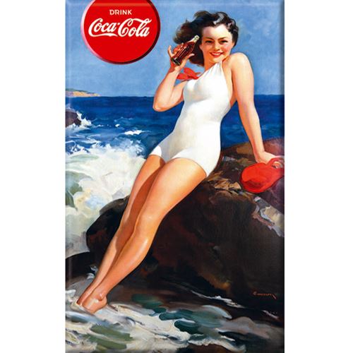 Grande plaque métallique Coca-Cola bleu