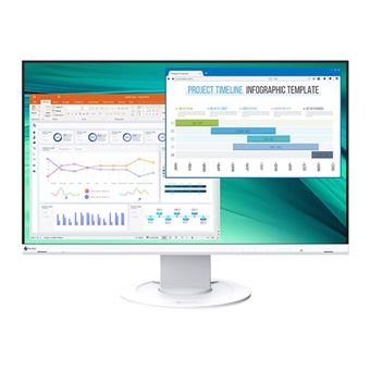 EIZO FlexScan EV2460 - Écran LED - 23.8" - 1920 x 1080 Full HD (1080p) - IPS - 250 cd/m² - 1000:1 - 5 ms - HDMI, DVI-D, VGA, DisplayPort - haut-parleurs - blanc