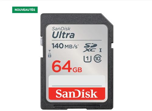 SanDisk Ultra SDXC UHS-I U1 64 Go 140 Mo/s Full HD vidéo Carte SDXC appareil photo caméra