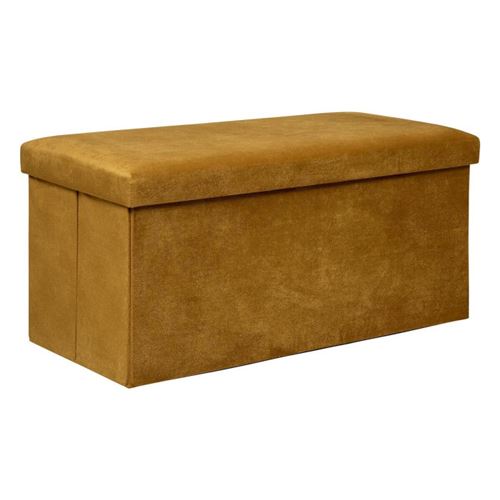 Atmosphera Créateur d'intérieur - Banquette Coffre Pliable en Velours "Lilou" 76cm Ocre