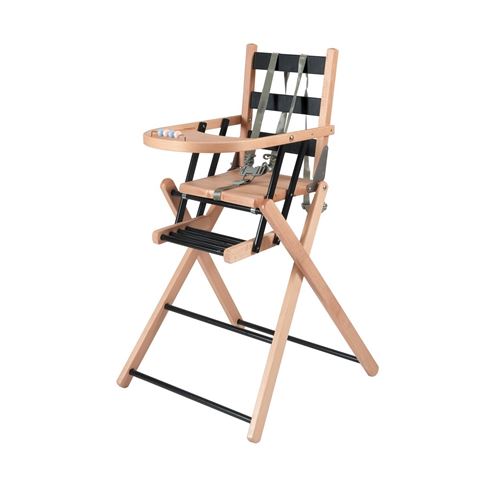 Combelle - Chaise haute bébé pliante en bois Sarah - bicolore noir