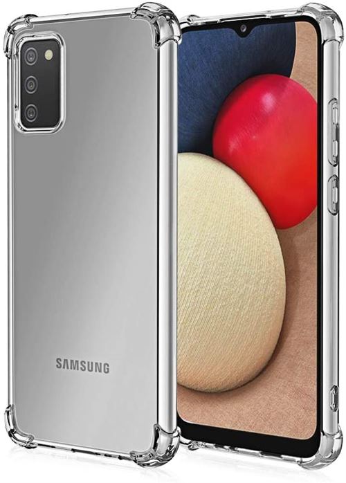 Advansia coque pour ‎Samsung Galaxy M02S Transparent 4 Coins Renforcé