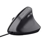 Trust Yuno Souris Ergonomique Filaire, Souris Verticale pour Droitier avec Cable USB de 1,5m, 60% Plastique Recyclé, Noir