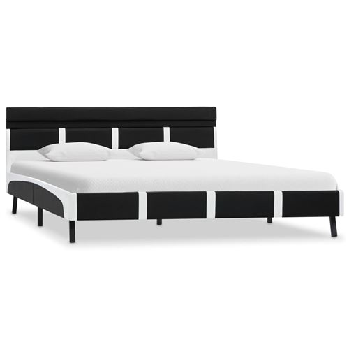 vidaXL Cadre de lit avec LED Noir Similicuir 160 x 200 cm