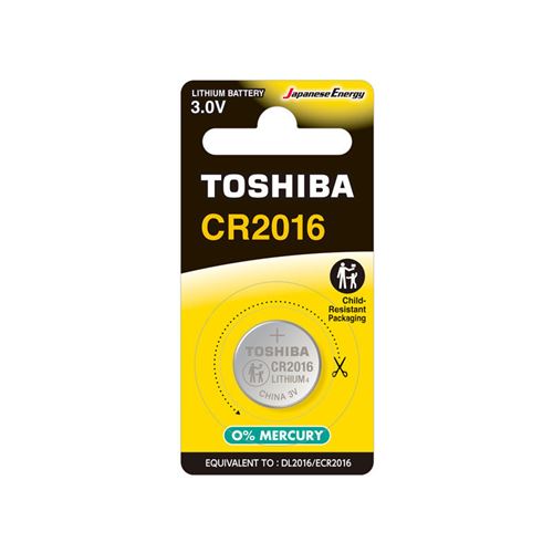 Pile - Bouton - Ronde - CR2016 - 3.0V - DL2016/ECR2016 - Toshiba