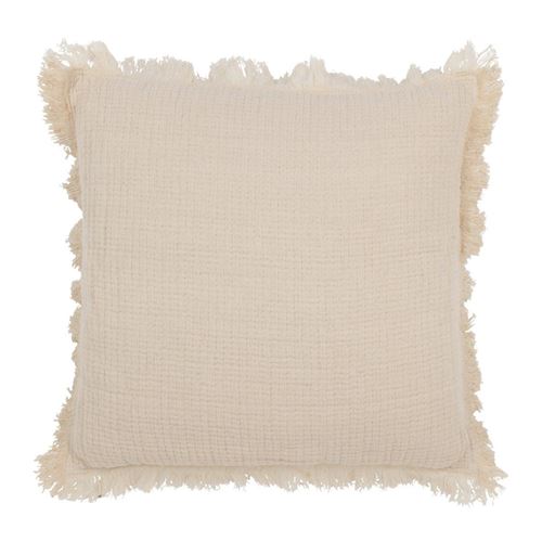Non Communiqué Beige Coussin Déco À Franges "Mousseline" 45X45cm Clair