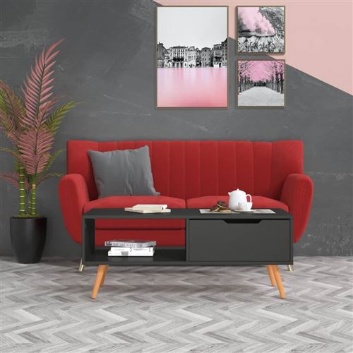 vidaXL - Table basse - Style contemporain - Gris - 100x49,5x43 cm - Image 2