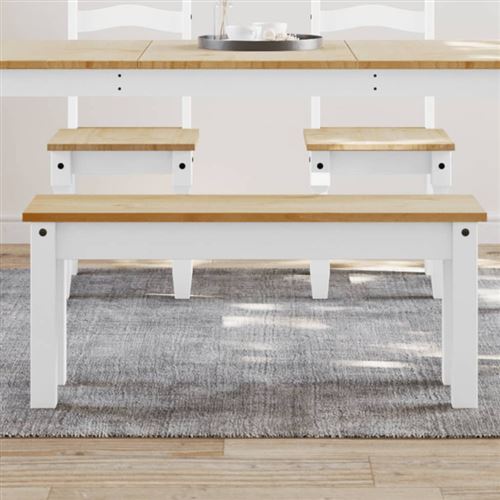 Banc à manger Panama blanc 105x30x45 cm bois massif de pin
