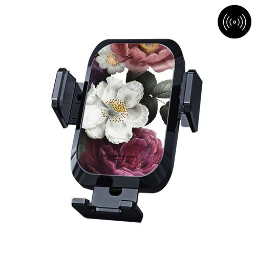 Support voiture pour Support voiture avec charge à induction Fleurs roses - La Coque Française®