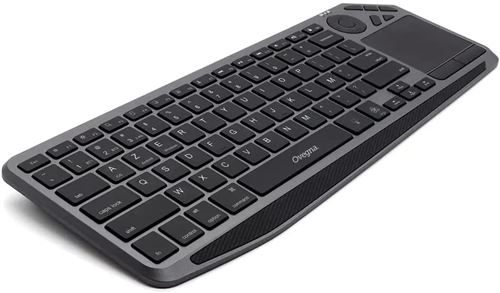 Ovegna K26: Clavier sans Fil, avec Batterie intégrée, Rétro-éclairé, Bluetooth et 2.4Ghz, Ultra-Fin, Pavé Tactile, pour Smart TV, tablettes sous iOS, Android, PC sous Windows, Mac et Linux (Black)