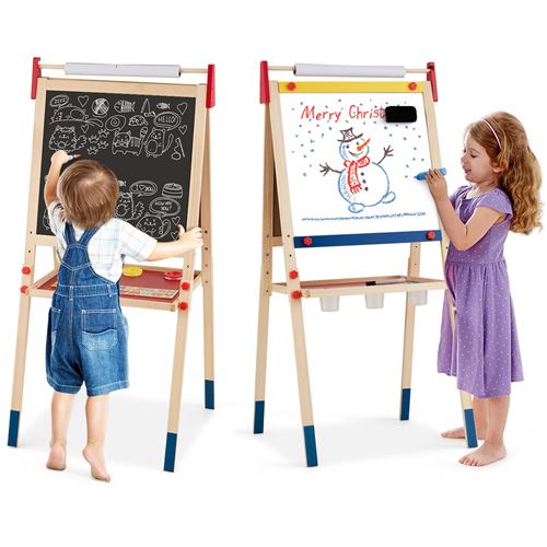 Giantex table et chaise à dessin pour enfants, chevalet à dessin pour enfant  avec tableau magnétique inclinable et réglable en hauteur, inclus grand  espace de stockage - Conforama