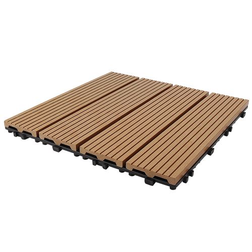 Dalles Terrasse JEOBEST® Lot de 11 bois composite modular Couleur Abricot 30x30cm Pour Jardin Piscine Balcon