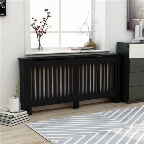 vidaXL Cache-radiateur noir 172x19x81,5 cm bois d'ingénierie