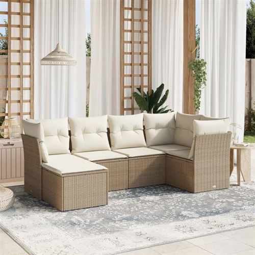 Non Communiqué Beige Salon De Jardin Modulable Vidaxl Rotin 6 Pieces 62 X 62 X 69 Cm
