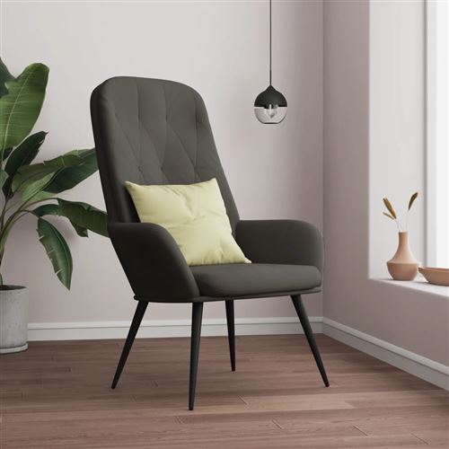 VIDAXL - Fauteuil relax - Velours - Gris - Image 2