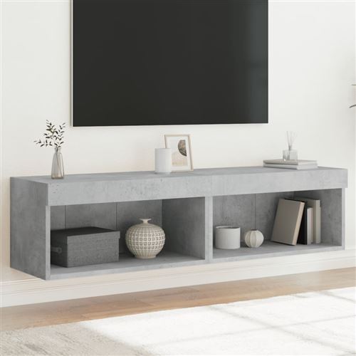 vidaXL Meubles TV avec lumières LED 2 pcs gris béton 60x30x30 cm