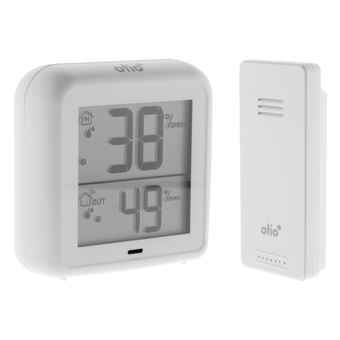 6€61 sur Otio - Thermomètre – hygromètre avec capteur sans fil blanc - Station  météo thermomètre pluviomètre - Achat & prix