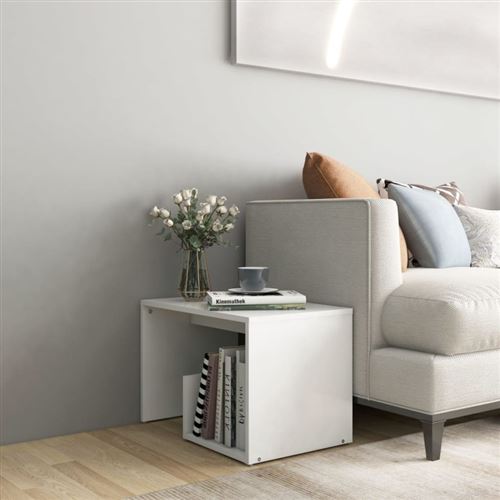 VIDAXL - Table d'appoint - Moderne - Blanc - 59x36x38 cm - Image 3