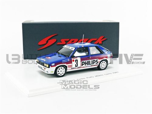 Voiture Miniature de Collection SPARK 1-43 - RENAULT 11 Turbo - Rallye Monte Carlo 1987 - Blue / Red / White - S5567