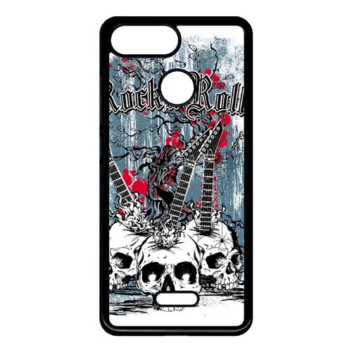 Coque My-Kase pour Redmi 6 - 71 heavymetal rock n roll skulls - Plastique Noir