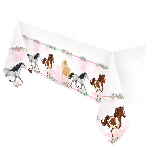 nappe plastique poney chevaux fleurs 120x180cm - 9909877 amscan