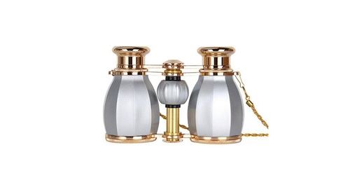 4x30 jumelles, chronus jumelles de théâtre avec chaîne et étui jumelles en verre optique pour femmes pour le concert de théâtre cadeau (argent)