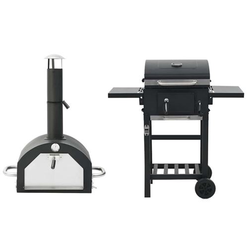 Vidaxl - Four &agrave; pizza et barbecue d'ext&eacute;rieur 3 en 1 Noir Noir