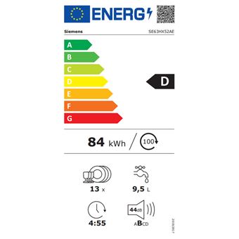 siemens - lave-vaisselle 60cm 13c 44db tout intégrable - se63hx52ae